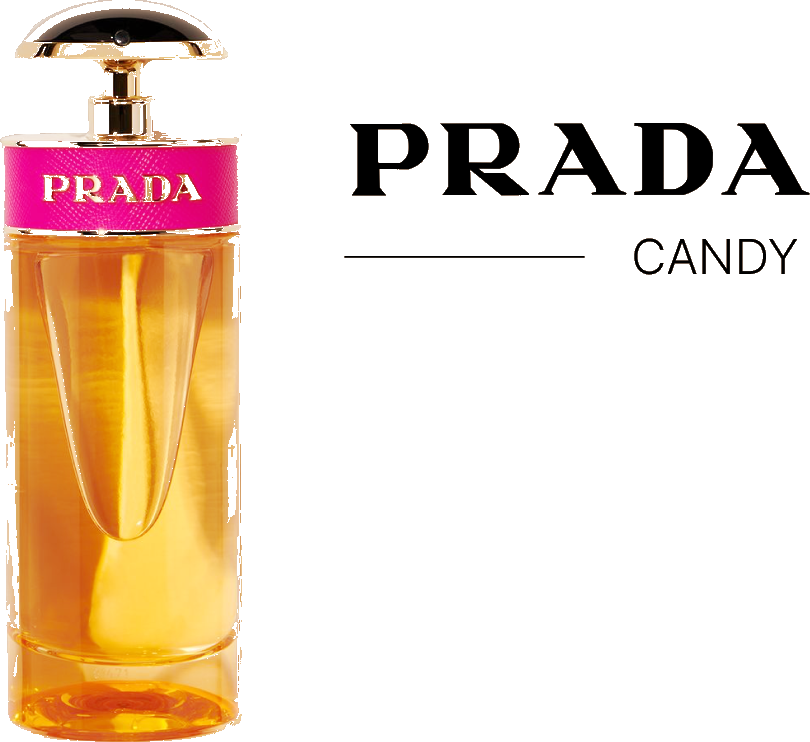 Prada Candy perfume bottle and wordmark